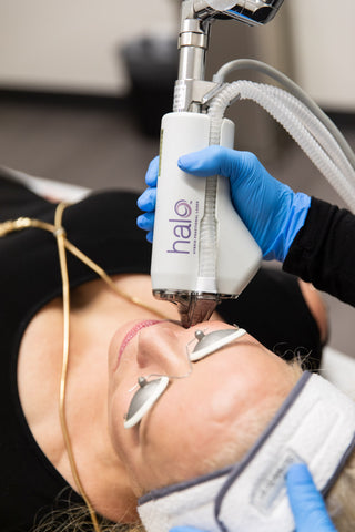 A woman undergoes the HALO cosmetic laser procedure at a med spa in the Jacksonville, FL area.